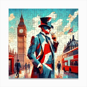 Abstract Puzzle Art English gentleman in London 1 Canvas Print