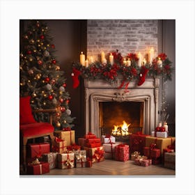Christmas In The Living Room 1 Canvas Print