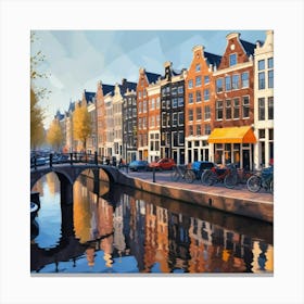 Amsterdam City Low Poly Art Print 1 Canvas Print