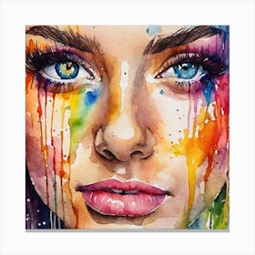 Watercolor Of A Woman'S Face 2 Canvas Print