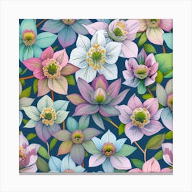 Seamless Pattern With Flowers 2 Canvas Print