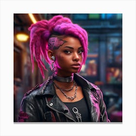 Girl With Pink Dreadlocks Canvas Print