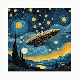 Starship At Starry Night Van Gogh Painting Pop Culture (1) Canvas Print