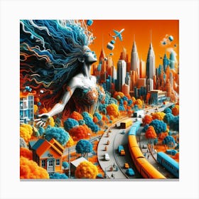 Cityscape - Digital Art Canvas Print