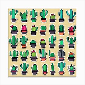 Cactus In Pots 1 Canvas Print