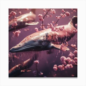 Cherry Blue Whale Blossom Canvas Print