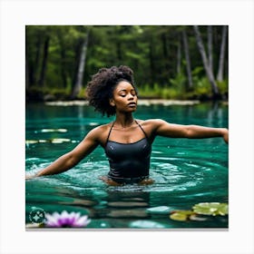 Black Woman In Water Canvas Print