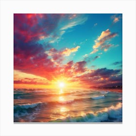 Sunset At The Beach 1 Canvas Print