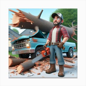 Man With A Chainsaw Canvas Print