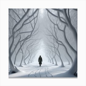 Man Walking Through A Forest Canvas Print