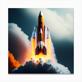 Picture Rocket With Words Space Side Canvas Print