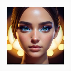 Portrait Of A Girl With Blue Eyes Canvas Print