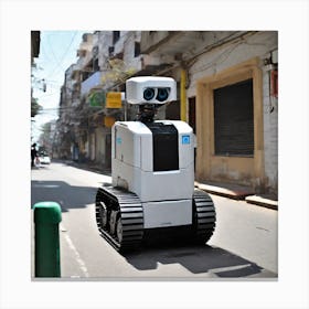 Robot On The Street 40 Canvas Print