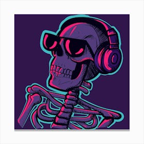 Skeleton With Headphones Canvas Print