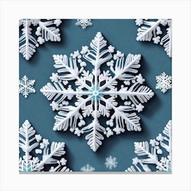 Snowflakes On Blue Background 3 Canvas Print