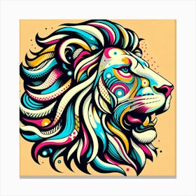 Colorful Lion Head Canvas Print