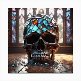 Stained Glass Skull 1 Canvas Print