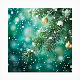 Abstract Concept Of Christmas Using Evergreen Branches As Main Subject Covered In Fine Glittering S (5) Canvas Print