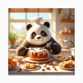 Panda Bear baking a Cake Canvas Print