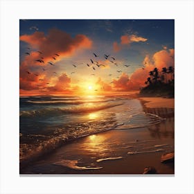 Sunset On The Beach 12 Canvas Print