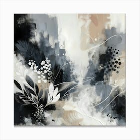 Abstract Floral Monochrome Serenity 2 Canvas Print