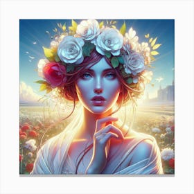Girl With Flowers In Her Hair 2 Canvas Print
