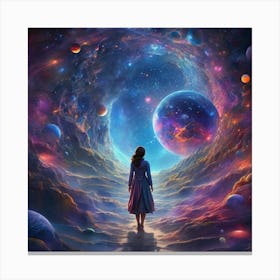 Girl In Space Canvas Print