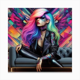 Girl With Rainbow Hair Canvas Print