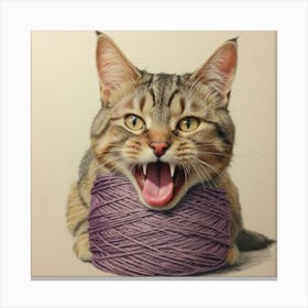 Cat With A Ball Of Yarn 2 Canvas Print