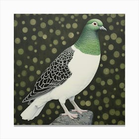 Ohara Koson Inspired Bird Painting Pigeon 3 Square Canvas Print