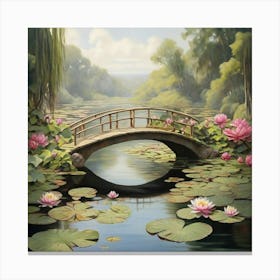Water Lily Bridge 1 Art Print 1 Canvas Print