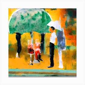 Umbrellas In The Rain Canvas Print