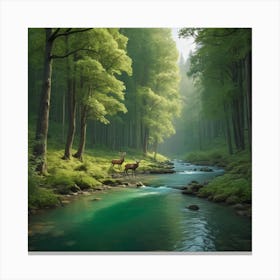 Deer In The Forest Canvas Print