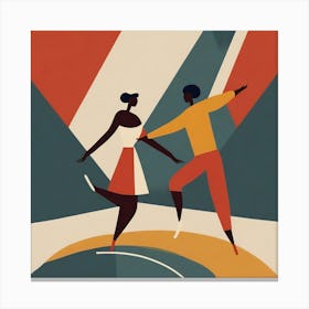 2 People Dancing, Geometric Abstract Art Canvas Print
