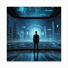 Futuristic Man In Futuristic City 7 Canvas Print