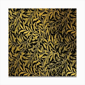 Gold Leaves On Black Background Canvas Print