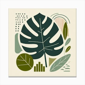 Scandinavian style, Large green monstera leaves Canvas Print