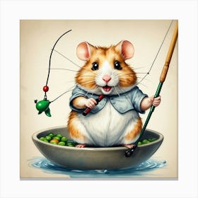 Hamster Fishing 2 Canvas Print