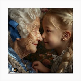 Little Girl And Her Grandmother Canvas Print