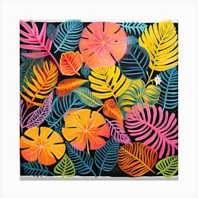 Tropical Leaves on Dark Canvas Print