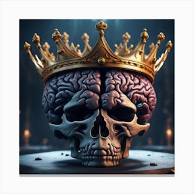 Skull With Crown on his big brain Canvas Print