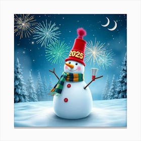 Flux Schnell A Vibrant And Joyful Snowman Standing In The Cent 1 Canvas Print