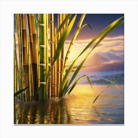 Bamboos In The Water Canvas Print