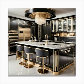 Black And Gold Kitchen Canvas Print