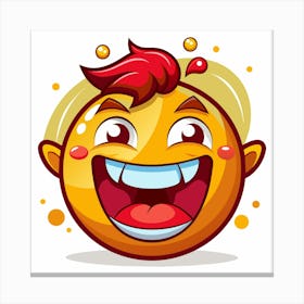 Yellow Emoji Smiley Face With Big Smile 3 Canvas Print