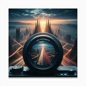 Cityscape With A Camera Canvas Print