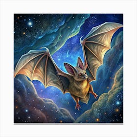 Bat Flying In Space With Stars Canvas Print