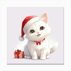 Cute Kitten In Santa Hat Canvas Print