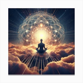 Man In Meditation In The Clouds Canvas Print