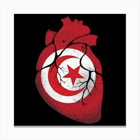 Tunisia Heart Flag Canvas Print